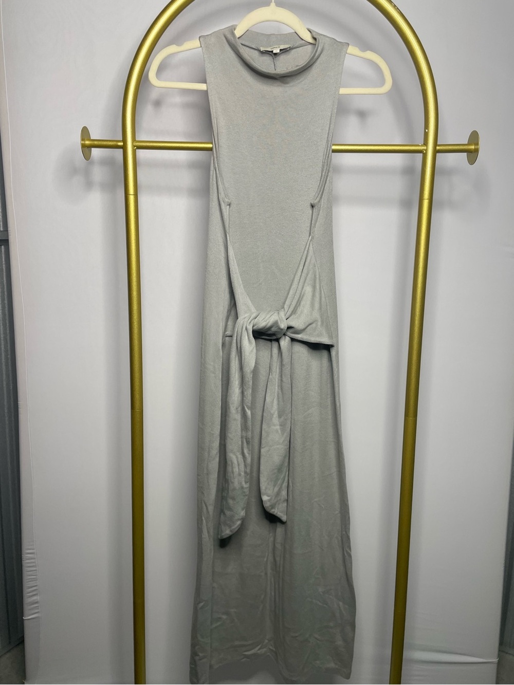 Vince Mock Neck Wrap Waist Maxi Dress